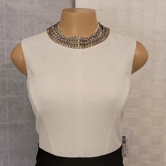 BRAND NEW BISSOU BISSOU MOCK JEWEL NECK SLEEVELESS SHEATH DRESS - Picture 12 of 14